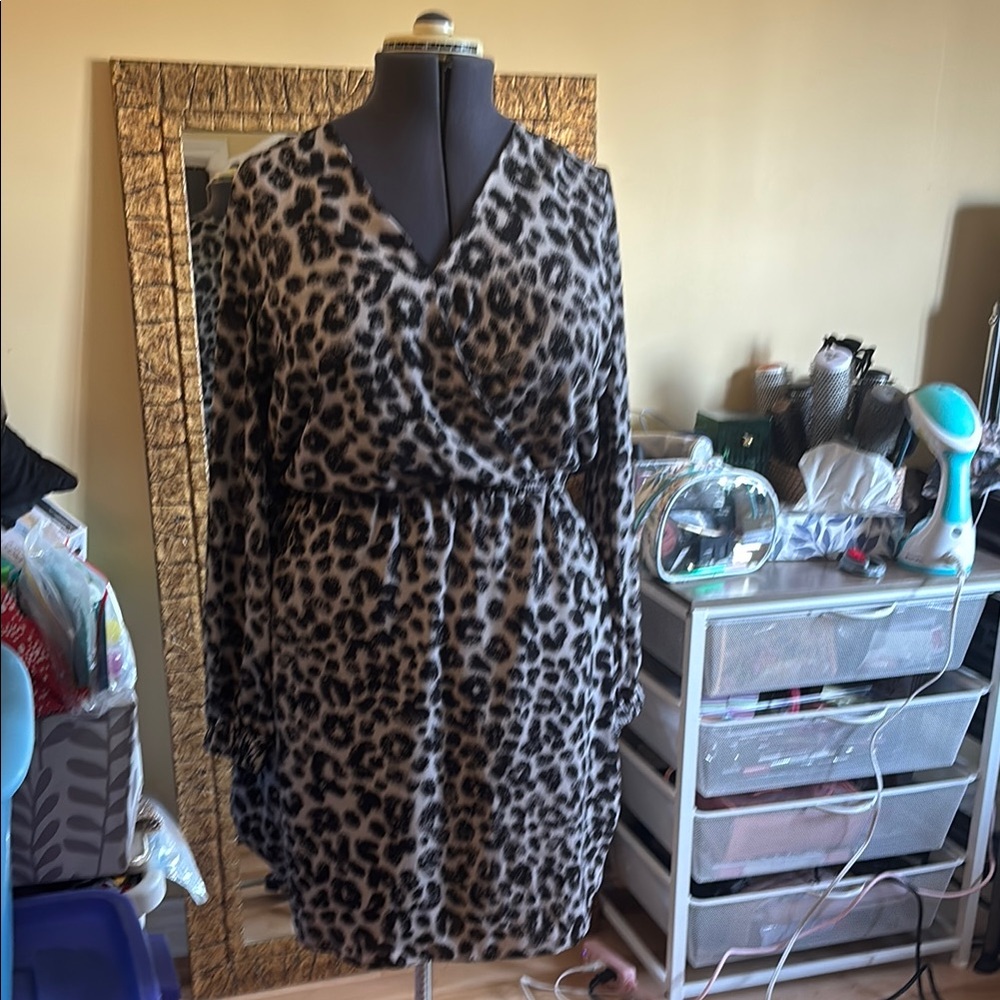 Leopard Print Wrap Dress